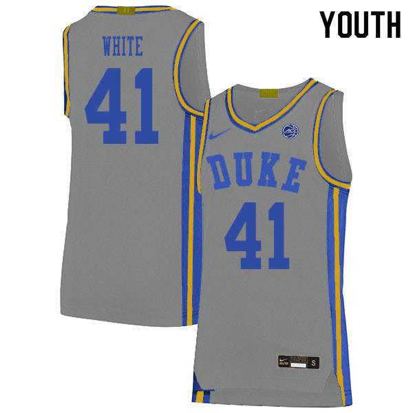 2020 Youth #41 Jack White Duke Blue Devils College Basketball Jerseys Sale-Gray